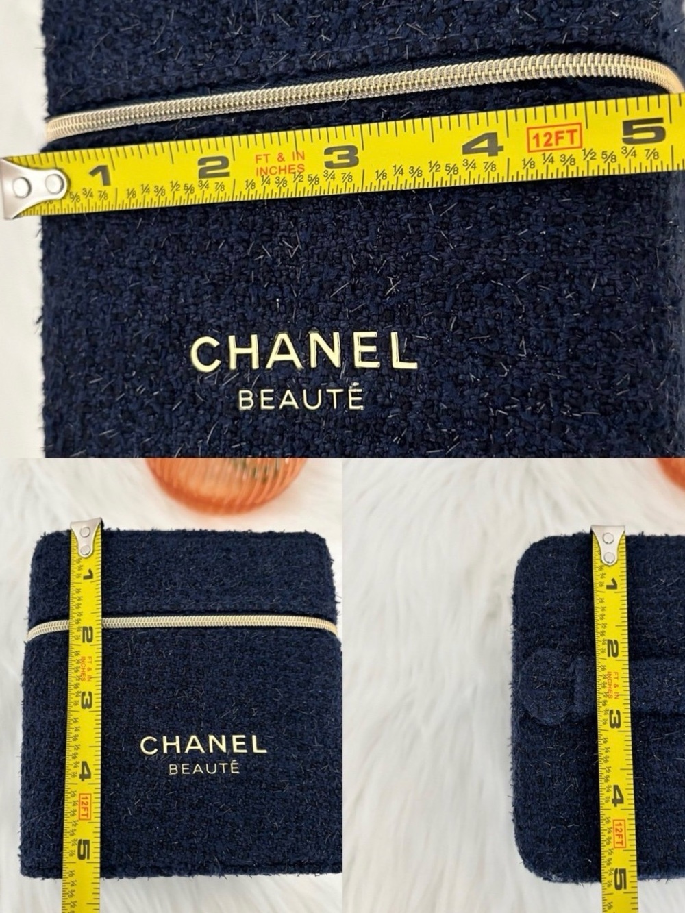 CHANEL Navy Tweed Cosmetic Case with Gold Accent GWP - Picture 9 of 10